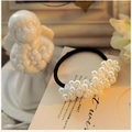 Elegante elastico per capelli nero con perle bianche per accessori capelli da donna - White (B8218)