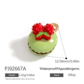 Pendentif macaron vert avec nœud rouge, breloque en alliage étanche pour bijoux - Macaron Vert Cerise (PJ92667A)