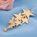 Elegante fermaglio per capelli in lega dorata con stelle su seta azzurra - Oro (B5403)