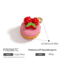 Pendentif macaron rose pour bijoux DIY avec crochet doré et détails de baies - Macaron Rose Baie (PJ92667C)