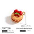 Pendentif macaron rose en alliage avec décor de baies rouges et anneau doré - Macaron Orange Rose (PJ92667D)