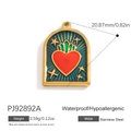 Hypoallergenic red heart arch pendant in stainless steel with green enamel finish - Red Heart Arch Shape Pendant (PJ92892A)