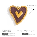 18K gold plated stainless steel heart pendant with purple enamel and wavy edge detail - Purple Enamel Layered Heart Pendant (PJ92687B)