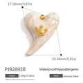 18K gold plated stainless steel heart pendant with white marble texture and crown detail - Marble Texture Crown Heart Pendant (PJ92893B)