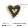 Blue heart pendant with golden wave edge in stainless steel for DIY necklace making - Dark Blue Layered Heart Pendant (PJ92687D)