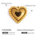 18K gold plated stainless steel heart pendant with black enamel inlay and beaded edge - Beaded Edge Black Heart Pendant (PJ92688B)