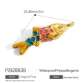 Pendente carpa koi in acciaio inossidabile smaltato rosa e verde con misure - Ciondolo Koi Rosa (PJ92883B) / Oro/Rosa