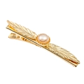 Fermaglio per capelli a foglia dorata con perla elegante per accessori di stile - Oro (B7235)