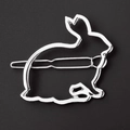 Minimalistische silberne Hasen-Haarklammer aus hohlmetall mit Spiegelglanz-Finish - K9 / Silber