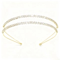 Diadema de doble capa dorada con diamantes de imitación para accesorios de pelo mujer - Diadema de Doble Capa con Strass / Dorado (C7520)