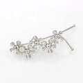 Fermaglio per capelli in argento con cinque fiori e strass scintillanti al centro della - Strass Trasparente / Stile Argentato (B4512)