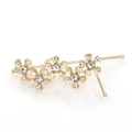 Fermaglio per capelli dorato a cinque fiori con cristalli e petali dalla finitura opaca - Strass Trasparente / Stile Dorato (B5415)