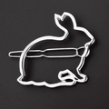Minimalistische silberne Hasen-Haarklammer mit glatter Metallic-Spiegeloptik - K9 / Silber
