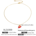 Halskette aus 18K vergoldetem Edelstahl mit rotem Weihnachtssocken-Emaille-Anhänger - Emaille-Socken-Halskette (XL31999)