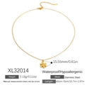 Goldene Schneeflocken-Halskette aus Edelstahl mit kleinem Diamant-Akzent - Diamant-Schneeflocken-Halskette (XL32014)
