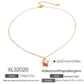 18K vergoldete Edelstahlkette mit rot-weißem Weihnachtsmann-Anhänger für Damen - Bemalte Weihnachtsmann-Halskette (XL32020)