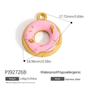 Pink enamel donut pendant in gold stainless steel with sprinkles for DIY jewelry making - Pink Donut Style (PJ92726B)