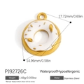18K gold plated stainless steel donut charm with white enamel and 17.7mm size marking - White Donut Style (PJ92726C)