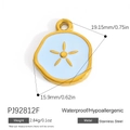 Blue enamel stainless steel pendant with gold star accent and waterproof properties - Light Blue Irregular Star Style (PJ92812F)