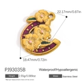 Golden stainless steel horseshoe pendant with colorful floral enamel and waterproof finish - Purple Horseshoe Floral Style (PJ93035B)
