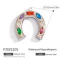 18K gold plated horseshoe pendant with colorful gemstones in stainless steel - Horseshoe Inlaid Style - Silver (PJ92810S)