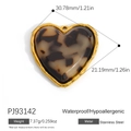 Waterproof stainless steel heart pendant with leopard print and golden metal edge - Tortoise Pattern Heart Style (PJ93142)