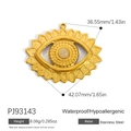 Golden stainless steel sun evil eye pendant with opal stone inlay for DIY jewelry - Evil Eye Sunburst Style (PJ93143)