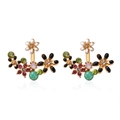 Eleganti orecchini a fiore dorati con cristalli colorati e strass per donne - Strass Multicolore (A3528)
