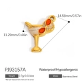 Waterproof gold stainless steel cocktail charm with orange enamel for DIY jewelry - Orange Cocktail Glass Style (PJ93157A)