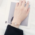 Elegantes rotgoldenes Armband mit großem runden Zirkonia Solitär und verstellbarer Kette - Roségold / Runder Strass Roségold Stil (K2408)