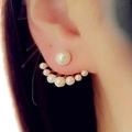 Gros plan de boucles d'oreilles en perles élégantes en forme d'éventail doré - Or (A3316)