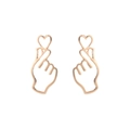 Élégantes boucles d'oreilles en or rose avec cœur évidé et geste de cœur - Or (A5131)
