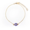 Gouden Evil Eye enkelbandje met blauwe en witte zirkonen op een fijne O-ketting - Gouden Enkellaags Strass Boze Oog Stijl (01金色2103) / Goud