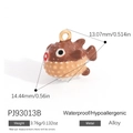 Cute brown alloy puffer fish pendant charm with waterproof and hypoallergenic finish - Brown Pufferfish Style (PJ93013B)