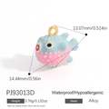 Cute pufferfish alloy pendant in blue and pink enamel finish for DIY jewelry - Blue and Pink Pufferfish Style (PJ93013D)