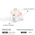 Cute white unicorn alloy pendant with pink wings and anti-allergic gold loop - White Glazed Unicorn Style (PJ93014B)