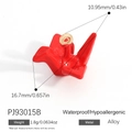 Red glazed origami crane alloy pendant with gold loop for DIY jewelry making - Red Glazed Paper Crane Style (PJ93015B)