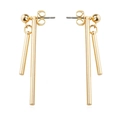 Minimalist golden geometric drop earrings with vertical metal bars on white background - Gold Vertical Bar Style (A1408) / Gold