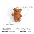 Brown enamel bear pendant in alloy with golden loop, 18.41mm height, waterproof and hypoallergenic - Brown Enamel Bear Style (PJ93016C)