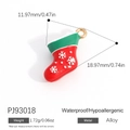 Red and green Christmas stocking charm in alloy with snowflake patterns for DIY jewelry - Red Green Christmas Sock (PJ93018)