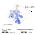 Blue-purple gradient coral alloy pendant with fine glitter finish and gold ring connector - Blue-Purple Gradient Glitter Coral Style (PJ93019B)