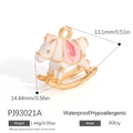 White and pink enamel rocking horse pendant with gold alloy finish and top hanging loop - White Drip Oil Rocking Horse Style (PJ93021A)