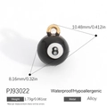 Black billiards number 8 alloy pendant with gold ring for DIY necklaces and crafts - Black 8 Ball Billiards Style (PJ93022)