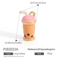 Pink and orange enamel bubble tea charm in alloy with golden finish and black pearl details - Pink-Orange Bubble Tea Style (PJ93023A)