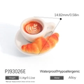 Alloy miniature coffee cup and croissant charm for DIY jewelry making 14.82mm - Open Heart Coffee Art Style (PJ93026E)