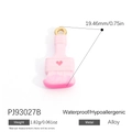Pink enamel paintbrush alloy pendant charm with gold heart design and hang loop - Pink Heart Paintbrush Style (PJ93027B)