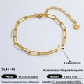 18K gold plated stainless steel paperclip chain bracelet with a heart charm detail - SL41146 (SL41146)