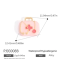 Pink enamel medical pendant in mini first aid kit shape with stethoscope and alloy finish - Pink First Aid Kit Style (PJ93008B)