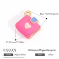 Pink book enamel charm with heart design and gold alloy loop for DIY jewelry making - Pink Heart Book Style (PJ93009)
