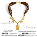 18K gold plated stainless steel necklace featuring leopard print and Western charms - Leopard Pendant Style (XL32030)